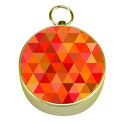 Red Hot Triangle Tile Mosaic Gold Compasses by Nexatart