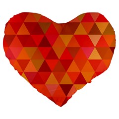 Red Hot Triangle Tile Mosaic Large 19  Premium Flano Heart Shape Cushions by Nexatart