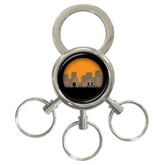 City Buildings Couple Man Women 3-ring Key Chains by Nexatart