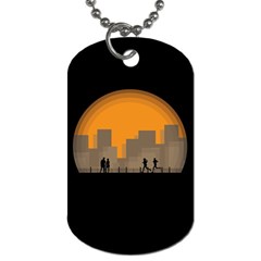 City Buildings Couple Man Women Dog Tag (one Side)