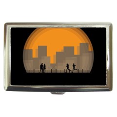 City Buildings Couple Man Women Cigarette Money Cases by Nexatart