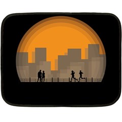 City Buildings Couple Man Women Fleece Blanket (mini) by Nexatart