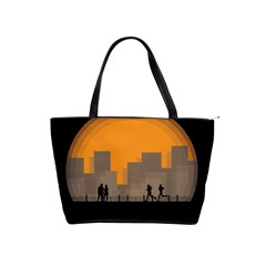 City Buildings Couple Man Women Shoulder Handbags by Nexatart