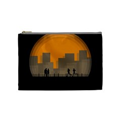 City Buildings Couple Man Women Cosmetic Bag (medium)  by Nexatart