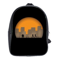 City Buildings Couple Man Women School Bag (large) by Nexatart