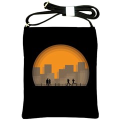 City Buildings Couple Man Women Shoulder Sling Bags by Nexatart