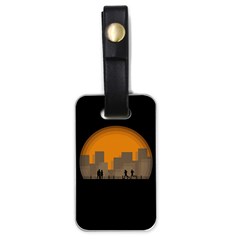 City Buildings Couple Man Women Luggage Tags (one Side)  by Nexatart