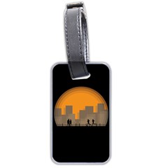 City Buildings Couple Man Women Luggage Tags (two Sides) by Nexatart