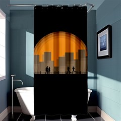 City Buildings Couple Man Women Shower Curtain 36  X 72  (stall)  by Nexatart