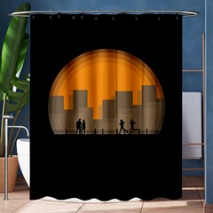 City Buildings Couple Man Women Shower Curtain 60  X 72  (medium)  by Nexatart