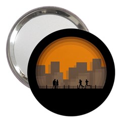 City Buildings Couple Man Women 3  Handbag Mirrors by Nexatart