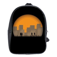 City Buildings Couple Man Women School Bag (xl) by Nexatart