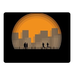 City Buildings Couple Man Women Double Sided Fleece Blanket (small)  by Nexatart