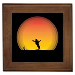 Horse Cowboy Sunset Western Riding Framed Tiles by Nexatart