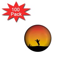 Horse Cowboy Sunset Western Riding 1  Mini Magnets (100 Pack)  by Nexatart