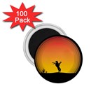 Horse Cowboy Sunset Western Riding 1.75  Magnets (100 pack)  Front