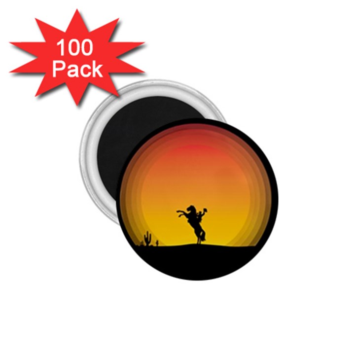 Horse Cowboy Sunset Western Riding 1.75  Magnets (100 pack) 