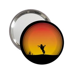 Horse Cowboy Sunset Western Riding 2 25  Handbag Mirrors by Nexatart