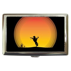 Horse Cowboy Sunset Western Riding Cigarette Money Cases by Nexatart