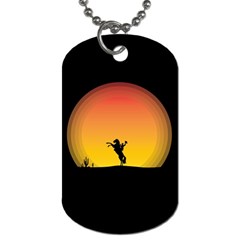 Horse Cowboy Sunset Western Riding Dog Tag (two Sides) by Nexatart