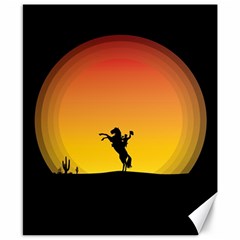 Horse Cowboy Sunset Western Riding Canvas 8  X 10  by Nexatart