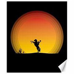 Horse Cowboy Sunset Western Riding Canvas 20  X 24   by Nexatart