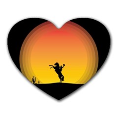 Horse Cowboy Sunset Western Riding Heart Mousepads by Nexatart