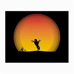 Horse Cowboy Sunset Western Riding Small Glasses Cloth (2-side) by Nexatart