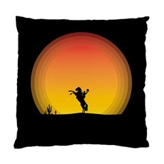 Horse Cowboy Sunset Western Riding Standard Cushion Case (two Sides) by Nexatart