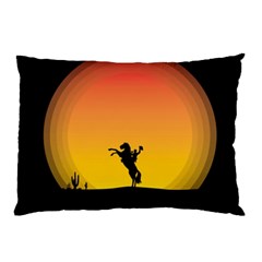 Horse Cowboy Sunset Western Riding Pillow Case by Nexatart