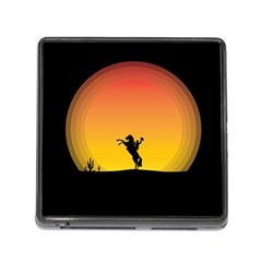 Horse Cowboy Sunset Western Riding Memory Card Reader (square) by Nexatart