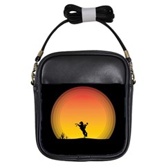 Horse Cowboy Sunset Western Riding Girls Sling Bags by Nexatart