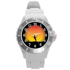 Horse Cowboy Sunset Western Riding Round Plastic Sport Watch (l) by Nexatart