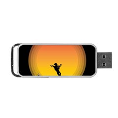 Horse Cowboy Sunset Western Riding Portable Usb Flash (one Side) by Nexatart