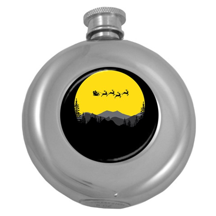 Christmas Dear Santa Claus Card Round Hip Flask (5 oz)