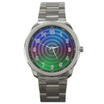 Blue Green Abstract Background Sport Metal Watch Front