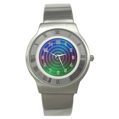 Blue Green Abstract Background Stainless Steel Watch