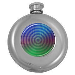 Blue Green Abstract Background Round Hip Flask (5 Oz) by Nexatart