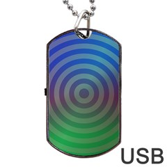 Blue Green Abstract Background Dog Tag Usb Flash (one Side) by Nexatart