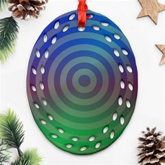 Blue Green Abstract Background Oval Filigree Ornament (Two Sides)