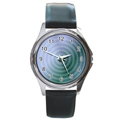 Teal Background Concentric Round Metal Watch by Nexatart