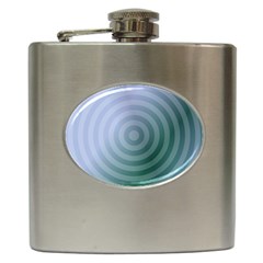 Teal Background Concentric Hip Flask (6 Oz) by Nexatart