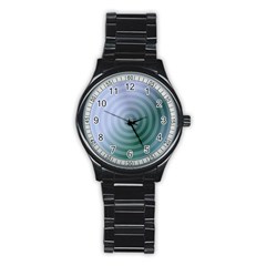 Teal Background Concentric Stainless Steel Round Watch by Nexatart