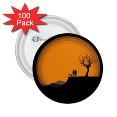 Couple Dog View Clouds Tree Cliff 2 25  Buttons (100 Pack)  by Nexatart