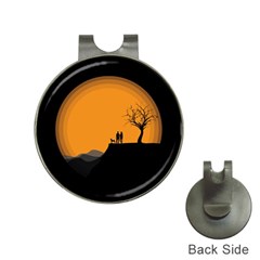 Couple Dog View Clouds Tree Cliff Hat Clips With Golf Markers by Nexatart