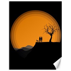 Couple Dog View Clouds Tree Cliff Canvas 12  X 16   by Nexatart