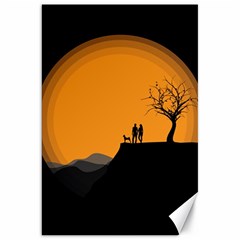 Couple Dog View Clouds Tree Cliff Canvas 20  X 30   by Nexatart