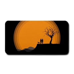 Couple Dog View Clouds Tree Cliff Medium Bar Mats by Nexatart