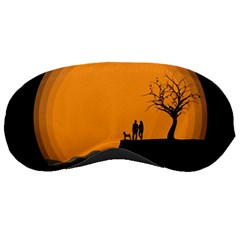 Couple Dog View Clouds Tree Cliff Sleeping Masks by Nexatart