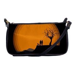 Couple Dog View Clouds Tree Cliff Shoulder Clutch Bags by Nexatart